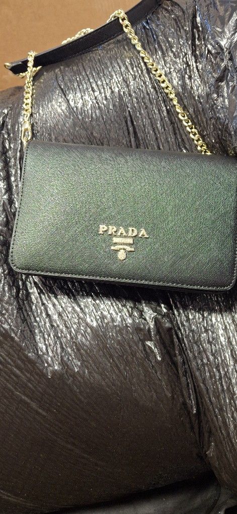 Prada Saffiano 2 way crossbody shoulder bag pochette
