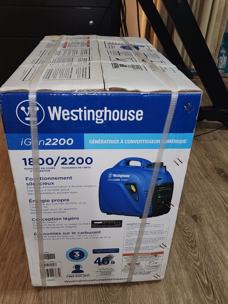 Portable Inverter Generator (Westinghouse iGen2200) NEW Gas Powered Super Quiet