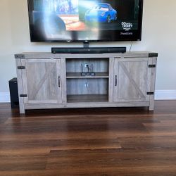 Farmhouse TV Stand for TVs up to 65", Grey Wash