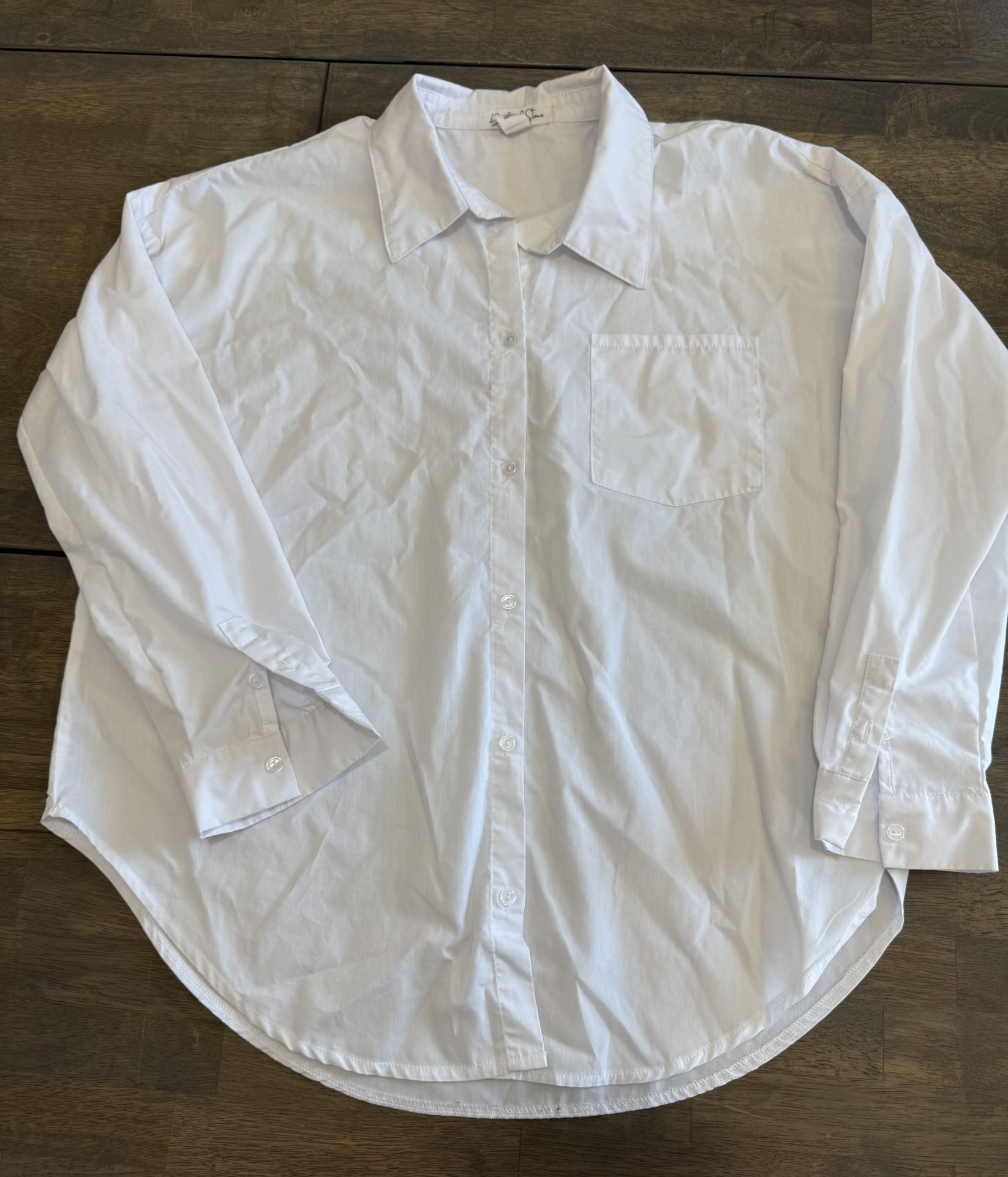 XL Birch and Stone Women’s White Button Top Long Sleeves Misses Juniors Oversized