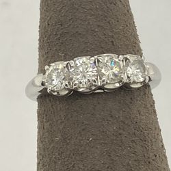 Dazzling 14K White Gold 4-Diamond Engagement Ring