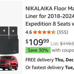 NEW / NUEVO! Ford Expedition 2018- 2024 (Only Fit MAX Or L) TPE car floor mats