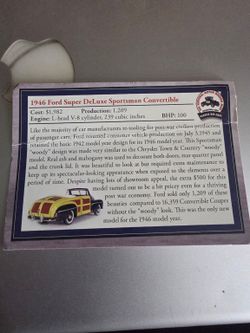 Silver Age of Ford 1946 Super DeLuxe Sportsman Collector Card - Used