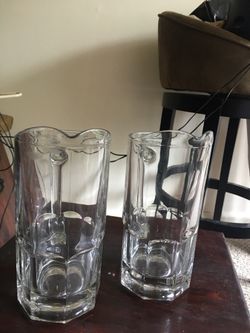 Water or Juice heavy Pitchers, Qt. Size Pair