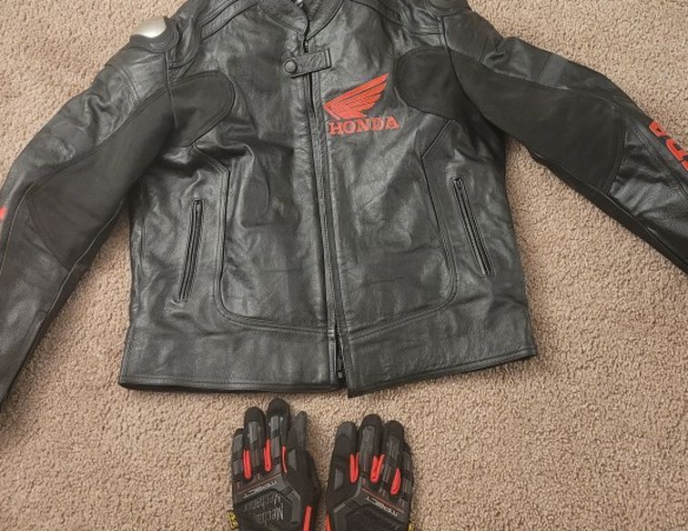 Motorcycle Jacket Honda Size L + Free Gloves