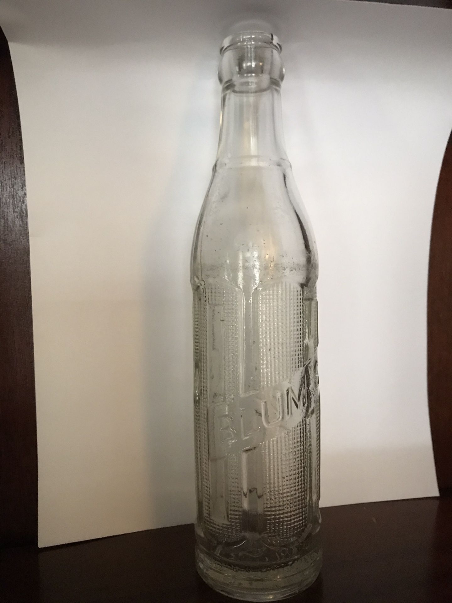 Vintage Blum’s Bottling Works Embossed Glass Bottle