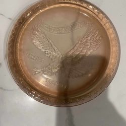 Vintage Indiana Tiara Amber glass, American Eagle plate 8" Year Of The Freedom