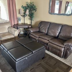 Leather Reclining Sofa – 2 Recliners