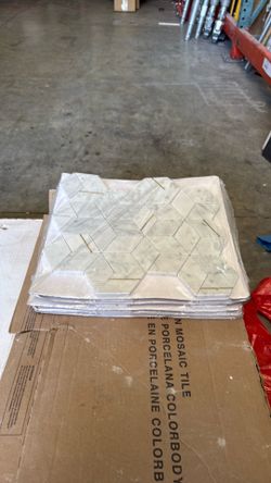 5 Sheets White Marble Hex Mosaic Tile – New – Bathroom/Shower