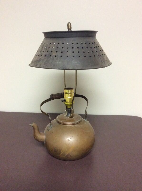 Copper Teapot Lamp with Metal Colander Shade for Sale in Atlanta, GA