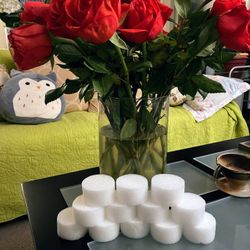 12 Round Styrofoam Cylinders, White(H:53mmx58mmWidth)