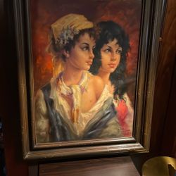 Antique Oil On Canvas  Antique Frame As Well Signed 