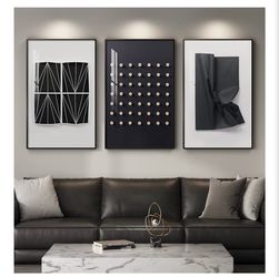Modern Elegant Black and White Abstract Wall Art