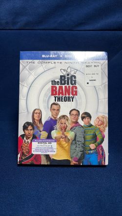 The Big Bang Theory: The Complete Ninth Season Blu-ray box set, featuring the main cast on the cover.