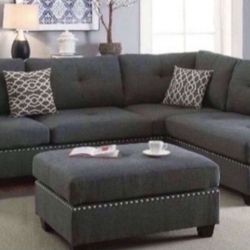 New Gray Or Black Sectional And Ottoman With Reversible Chaise Sofa Couch 