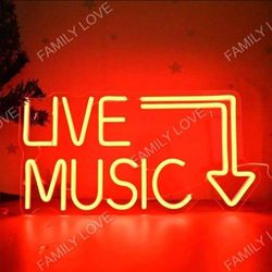 NEW Live Music LED Light Neon Sign 17"X11" ( Studio Recording Red Orange