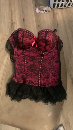 Hot pink and Black Lace Bustier Corset Top