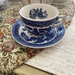 Blue Willow Cup & Saucer - Made In Japan