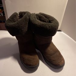 UGG Brown Suede Faux Fur Back Lace Boots