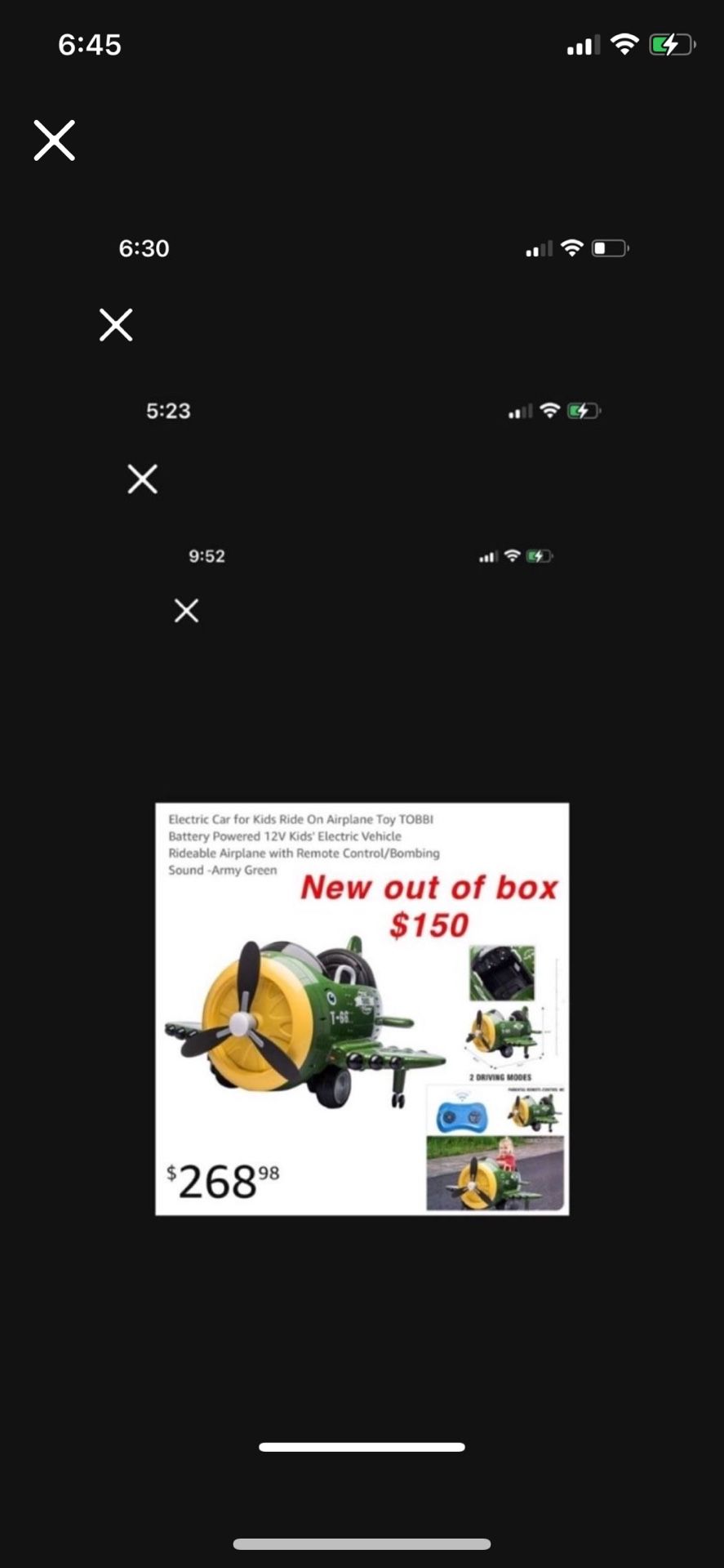 New out of box built Electric Car for Kids Ride On Airplane Toy TOBBI Battery Powered 12V Kids' Electric Vehicle Rideable Airplane $150