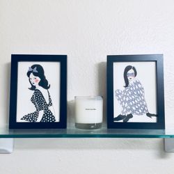Set of 2 framed art illustrations