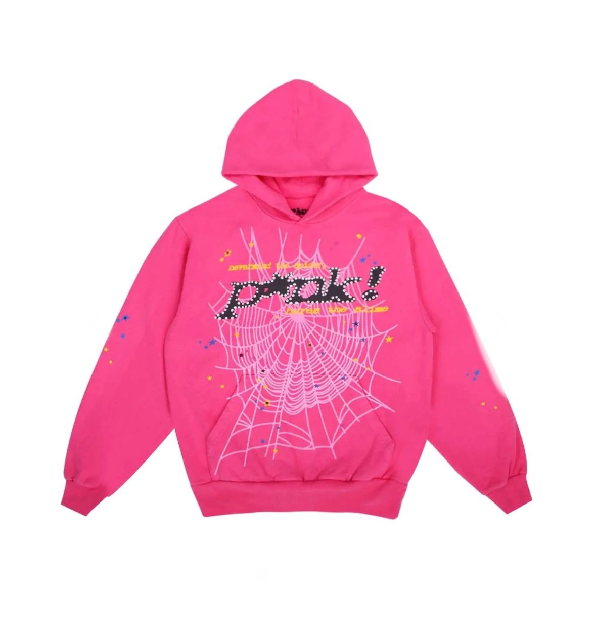 Pink And Black Sp1der Hoodie High Quality Cotton