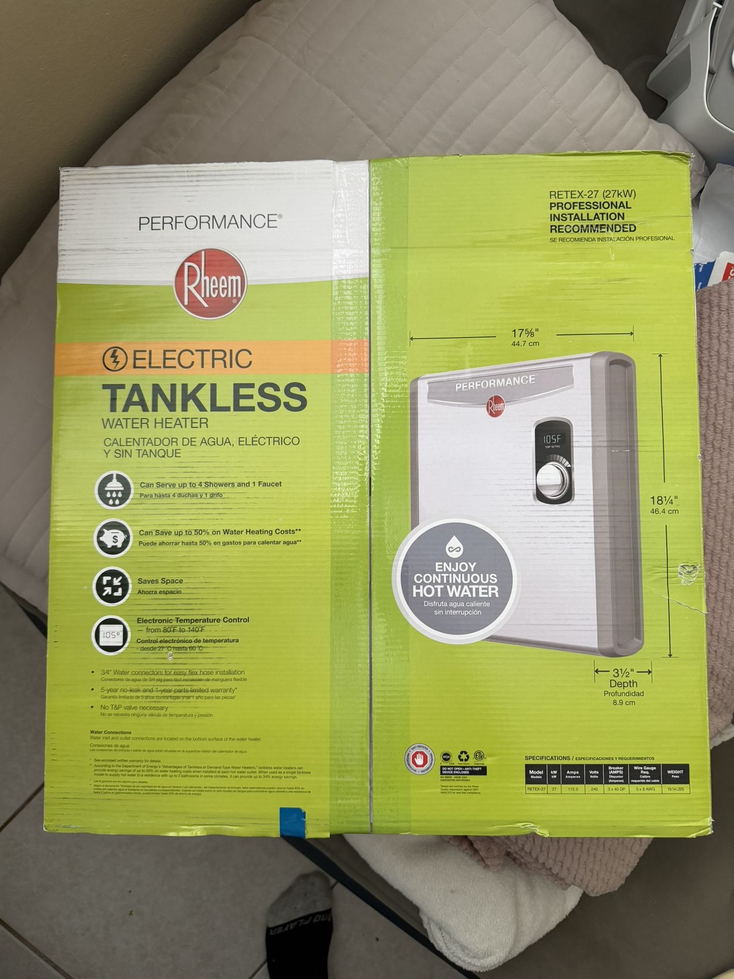 Rheem RETEX-27 On Demand Water Heater