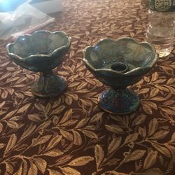 Vintage Glass Candle Holders 
