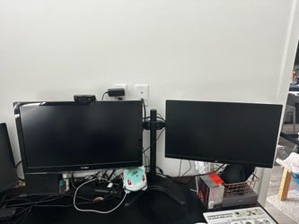 Dual Monitor Setup Bundle - ViewSonic 22” FHD + 24” 4K + Dual Arm
