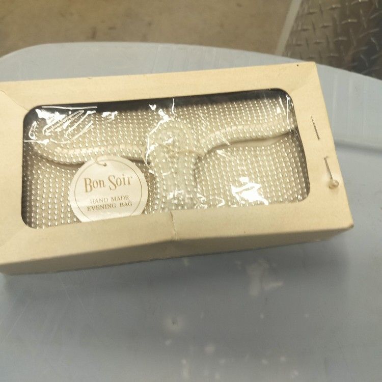 Antique Hand Beaded Clutch (Ivory Color)