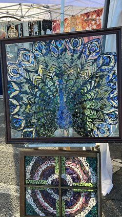 Glass mosaic peacock