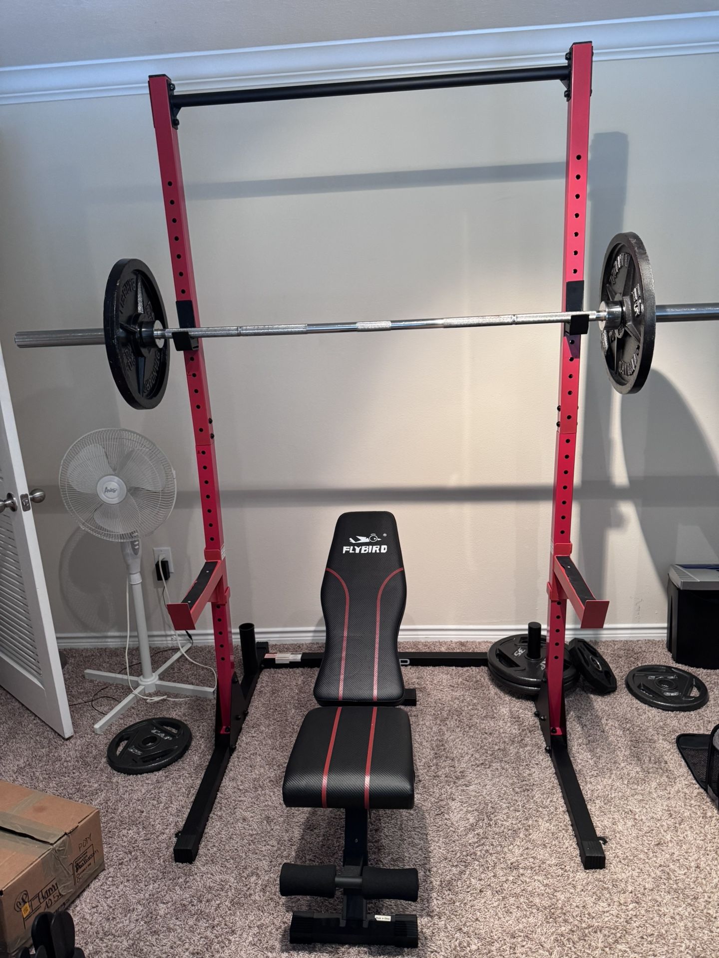 CAP Squat Rack And Becnch + Barbell + Weights