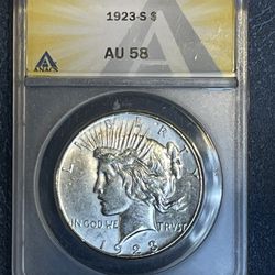 1923-S Peace Dollar - Graded AU58 ANACS