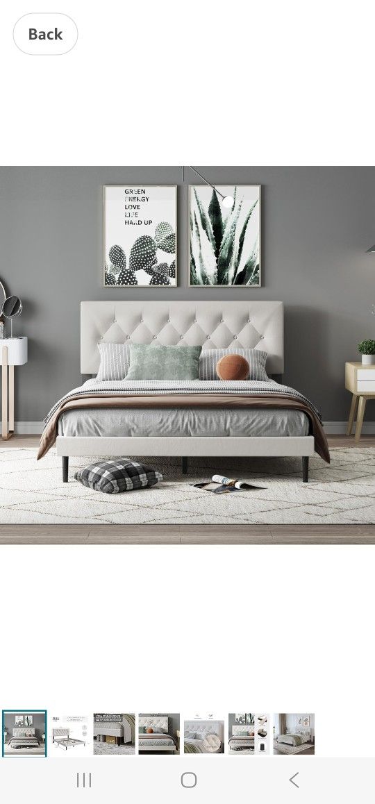 Lubedcy Full Size Velvet Platform Bed Frame with Upholstered Headboard, Sturdy Wooden Slats, No Springs Required, Easy to Assemble, Noiseless Sleep, B