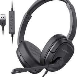 Headset with Mic, Computer Headset with Microphone, USB Headset with Microphone, Wired Headset for Work from Home/Office/Call Center with Noise Cancel