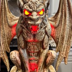 GIANT 5 Foot Tall LED Gargoyle Tombstone For Halloween - Lights Up Red - Display For Reference Only - NEW IN HUGE UNOPENED BOX
