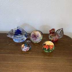 vintage glass paper weights