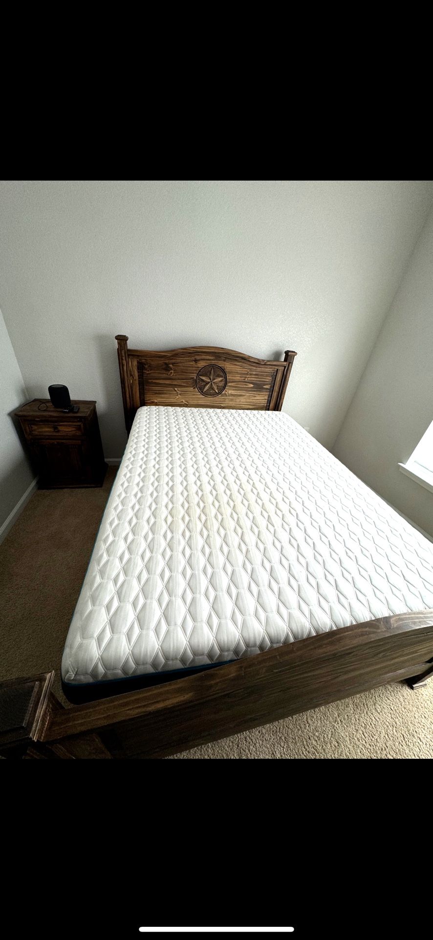 Queen bed Frame Texas star And Ghost Mattress. 
