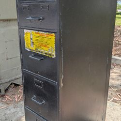 Vintage File Cabinet Heavy 4 Drawer Van Dorn? Metal Industrial Filing Chest Drawers 