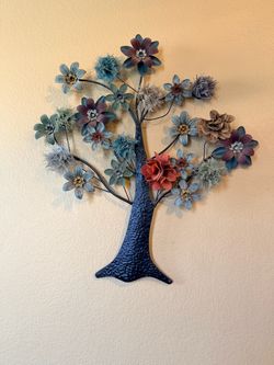 Metal Flower Tree Wall Art Decor