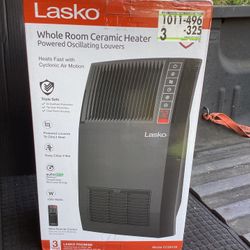 LASKO 1500-WATT 20-IN BLACK ELECTRIC CONSOLE CERAMIC SPACE HEATER WITH TIP-OVER SWITCH,ADJUSTABLE LOUVERS TIMER AND REMOTE CONTROL 
