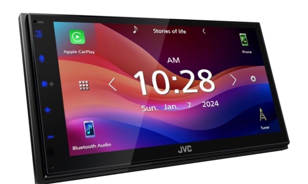 JVC KW-M590BT
1-DIN 6.8" Touchscreen Digital Multimedia Receiver with Wired Apple CarPlay® & Android Auto™, USB Mirroring, and Built-In Bluetooth (Do