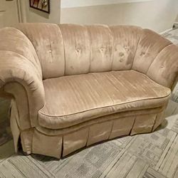 Vintage Beige Sofa Loveseat