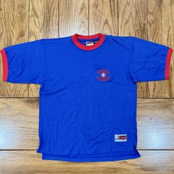 🥵 Blue RED Men’s LARGE Vintage Texas Rangers Short Sleeve CREW Tee Shirt Tshirt L