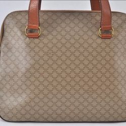 Authentic CELINE  Macadam Blason Pattern Hand Bag