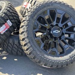 2025 22" Rims Wheels 35" Tires 8x180 GMC Sierra HD Chevy Silverado