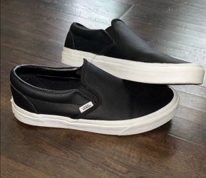 Vans Men's Black and White Slip-On Loafers