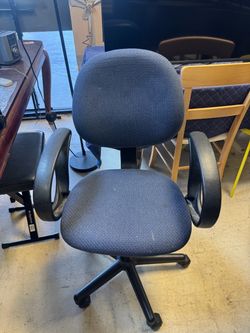 Blue Fabric Office Chair with Armrests