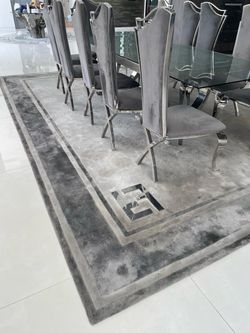 Luxury Oversized 11’ × 15’ Gray & Silver Area Rug – Contemporary Geometric Design