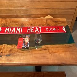 Miami Heat Metal Street Sign, Wine Glass and Program from 1999